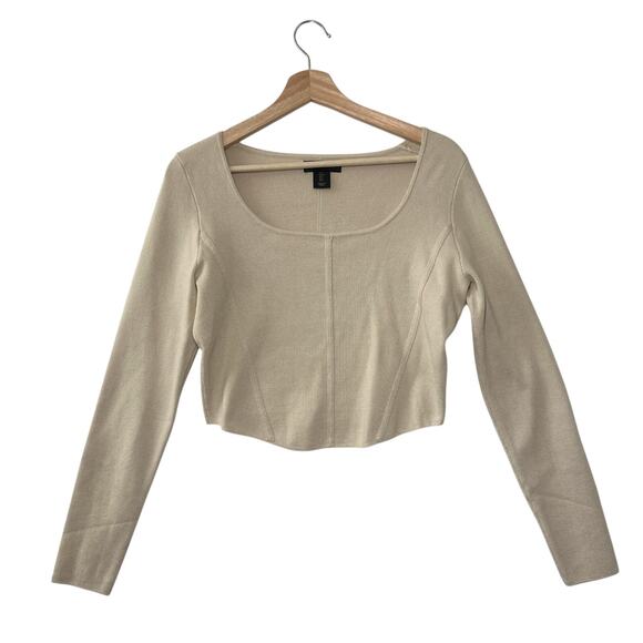House of Harlow 1960 Tops - House of Harlow 1960 Cropped Knit Corset Style Top Long Sleeve Cream Sz L